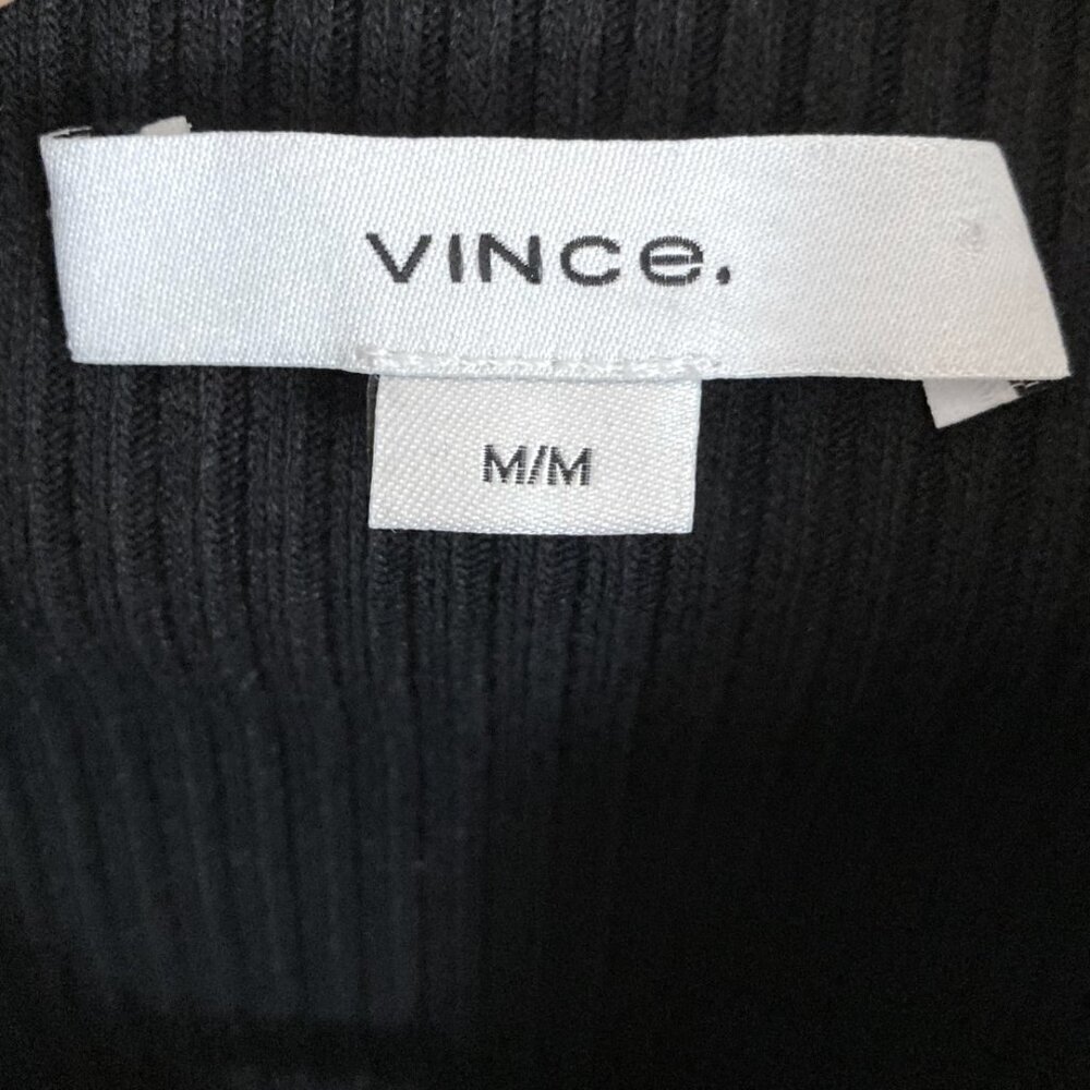 VINCE Ribbed 3/4 Sleeve Half Zip Cotton Blend Sweater - Picture 4 of 10